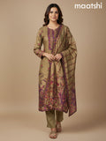 Sap Green Shade Russian Silk Printed Straight Suit