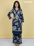 Peacock Blue Cotton Floral Printed Co-Ord Set