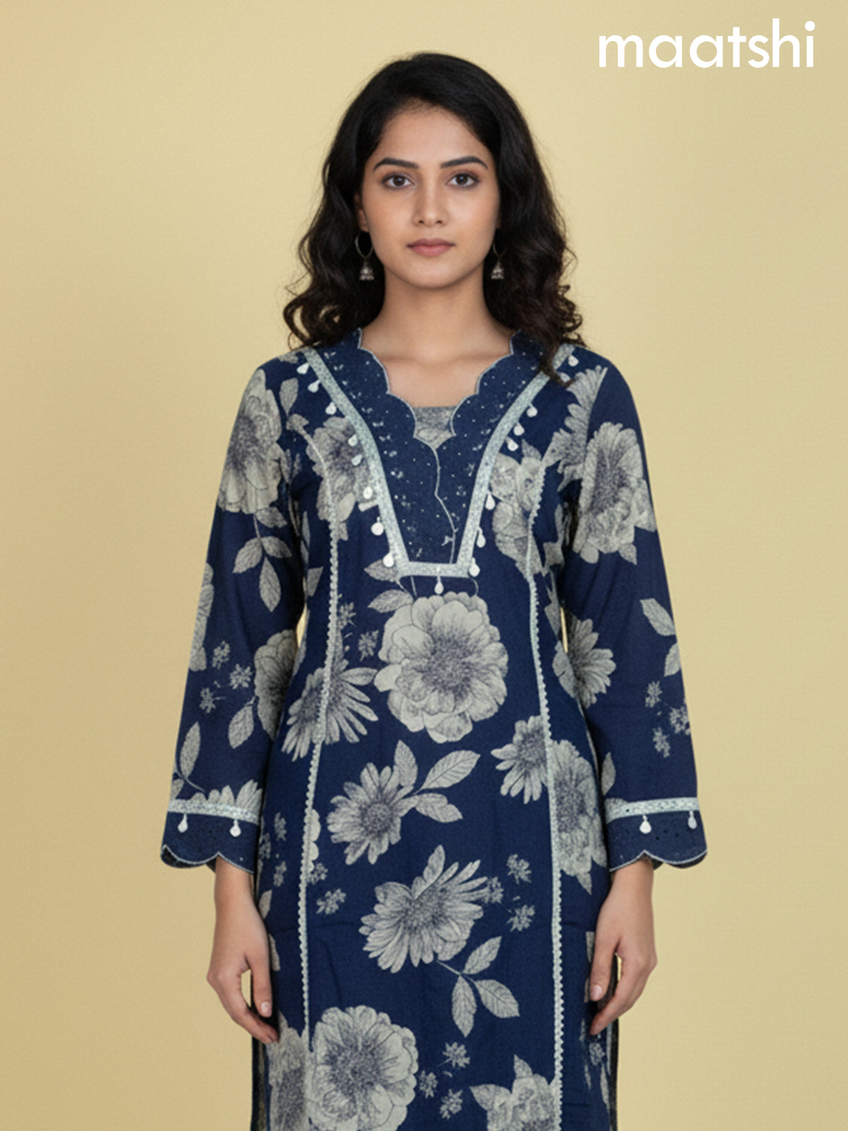 Peacock Blue Cotton Floral Printed Co-Ord Set