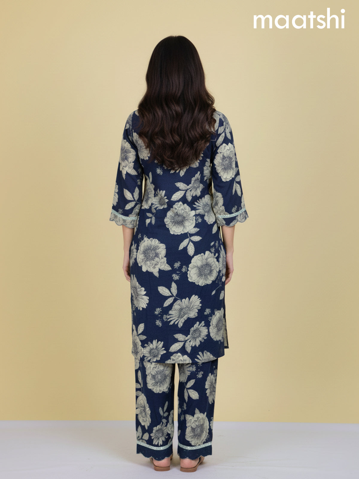 Peacock Blue Cotton Floral Printed Co-Ord Set