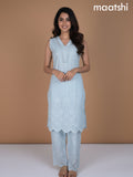 Pastel Blue Shade Cotton Hakoba Work Co-Ord Set