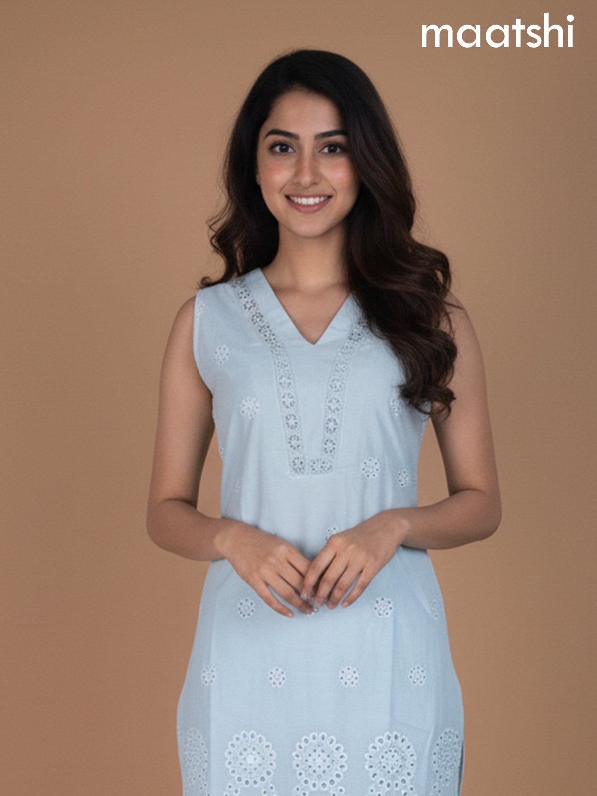 Pastel Blue Shade Cotton Hakoba Work Co-Ord Set