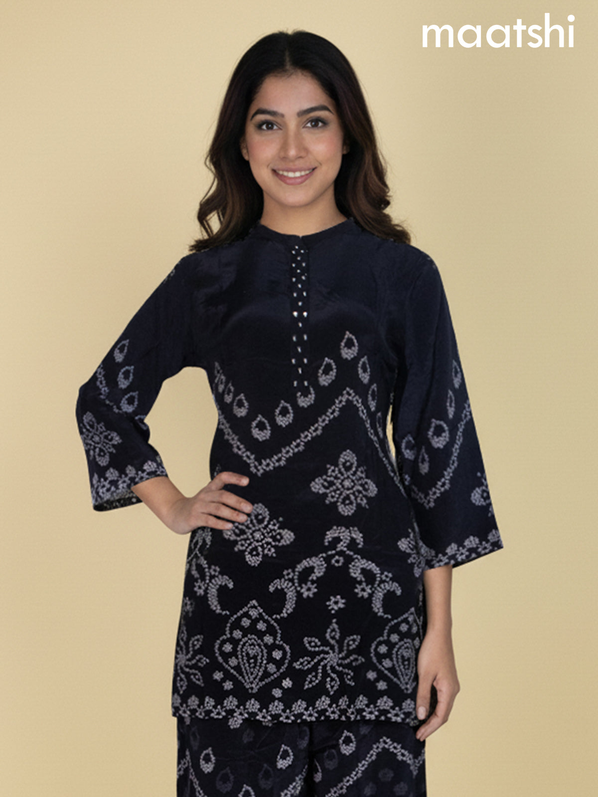 Black Crepe Silk Printed Co-Ord Set