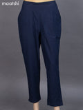 Navy Blue Cotton Straight Cut Pant