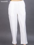 Off White Cotton Straight Cut Pant