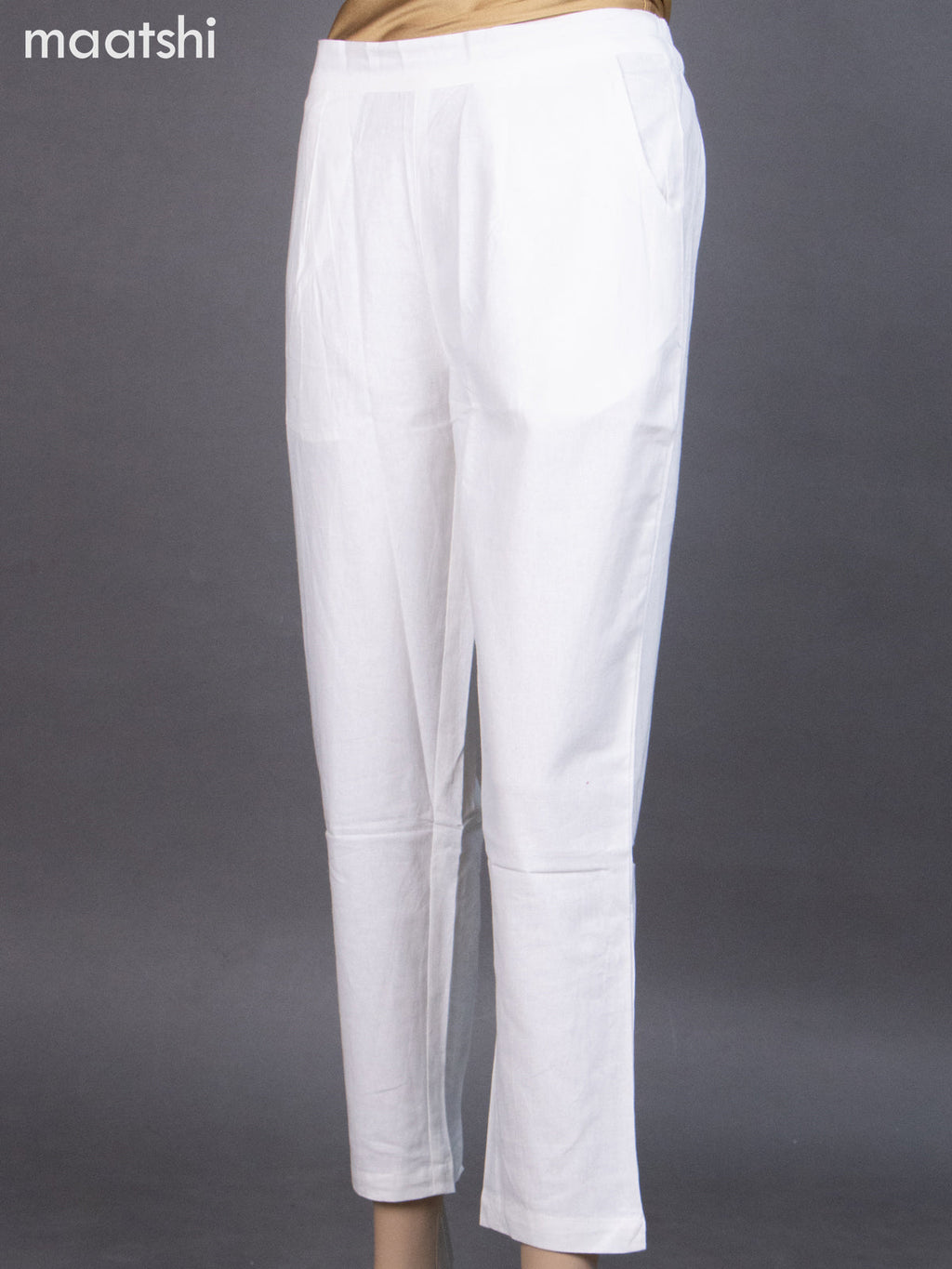 Off White Cotton Straight Cut Pant