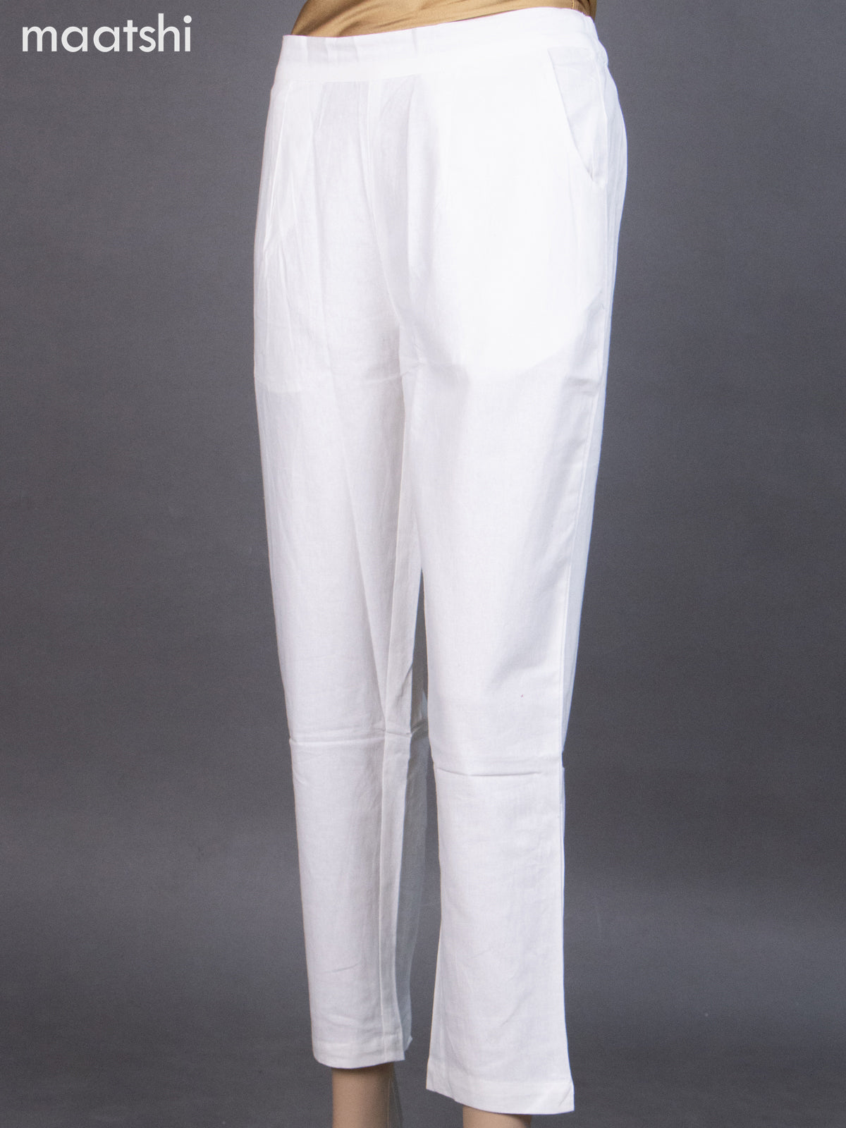 Off White Cotton Straight Cut Pant