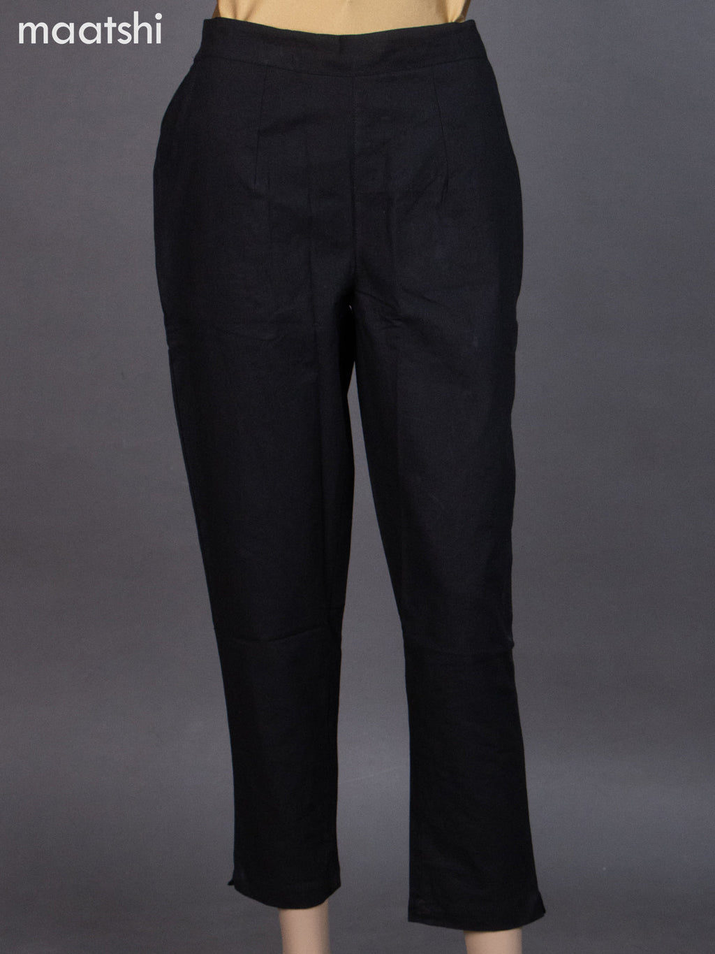 Black Cotton Straight Cut Pant