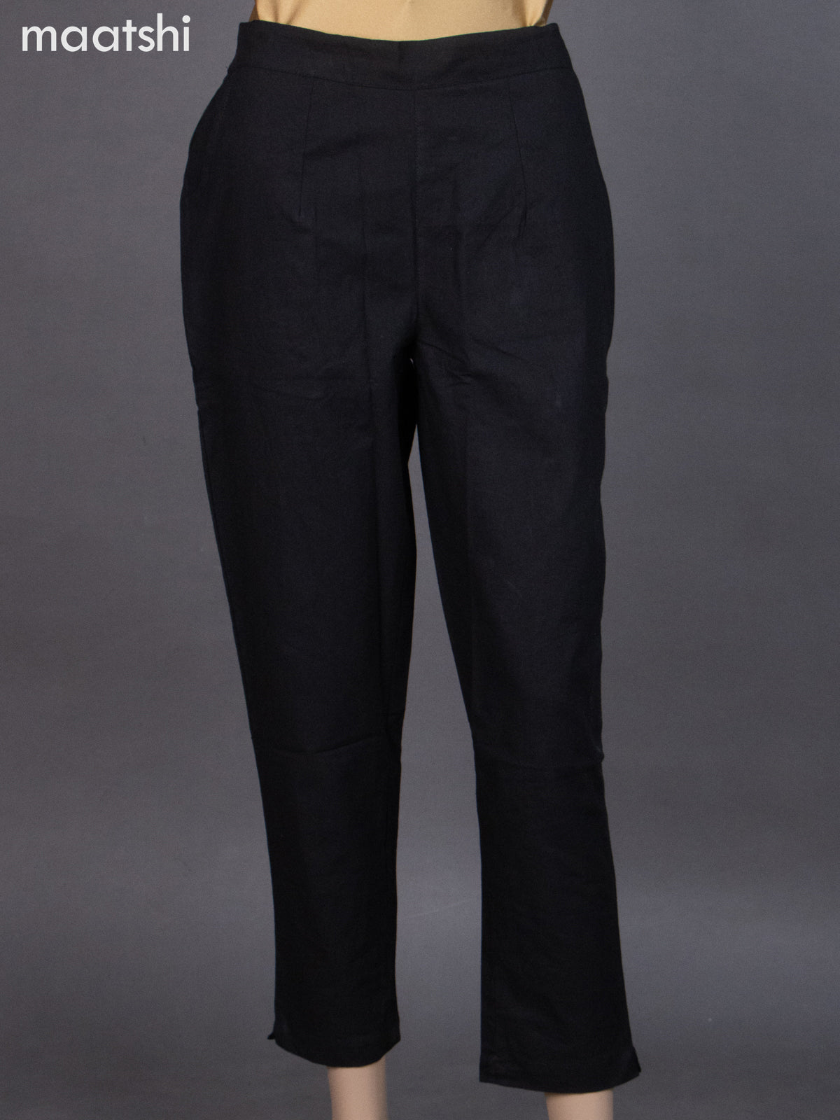 Black Cotton Straight Cut Pant