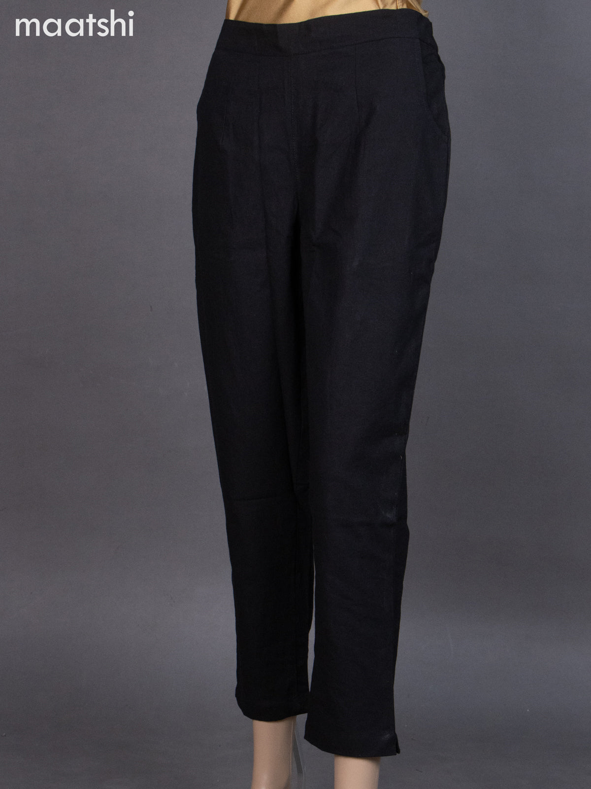 Black Cotton Straight Cut Pant