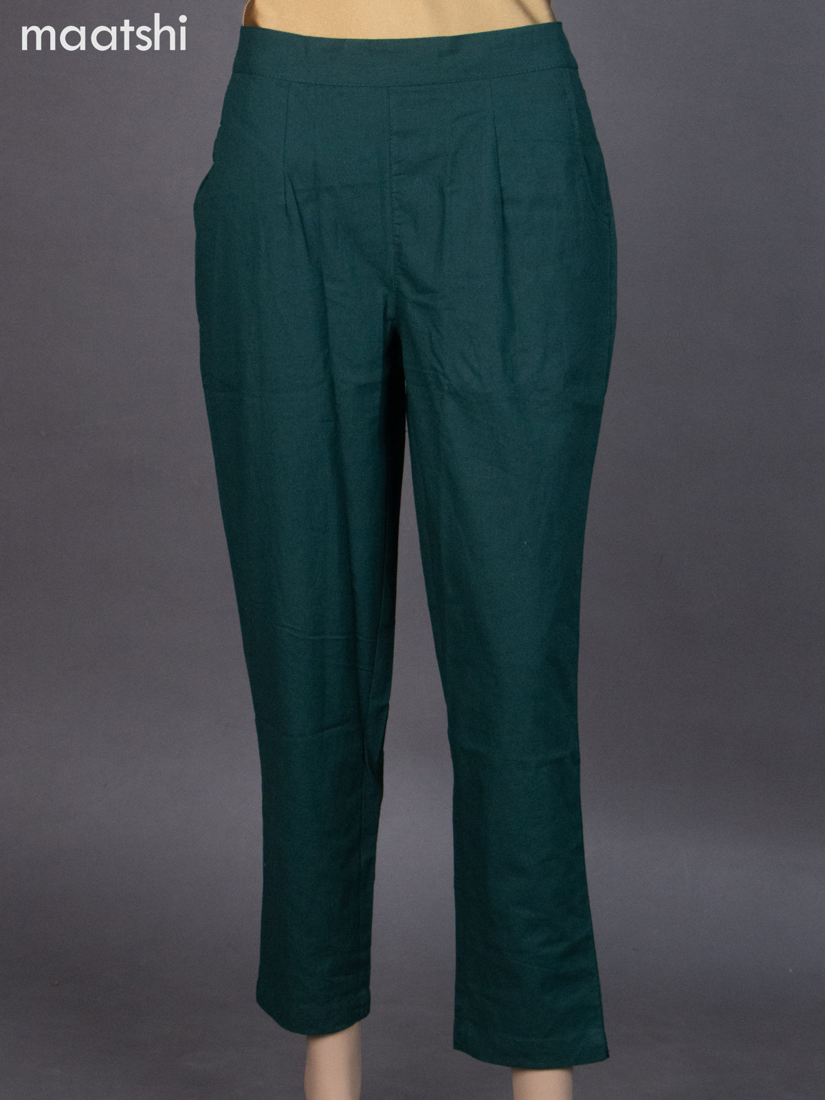 Green Cotton Straight Cut Pant