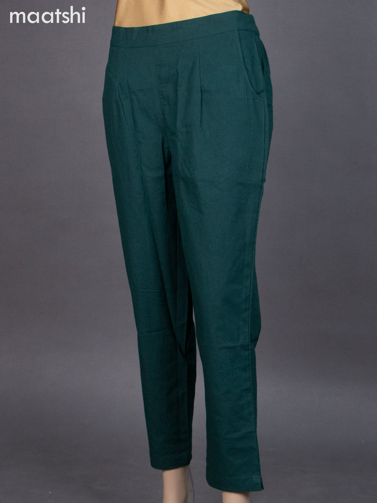 Green Cotton Straight Cut Pant
