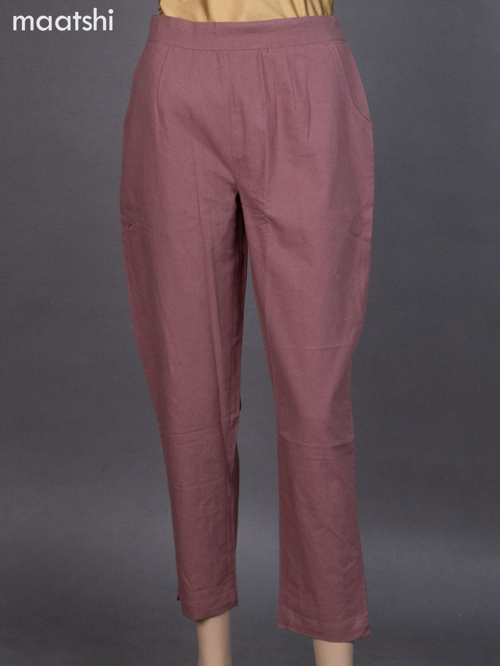 Rosy Brown Cotton Straight Cut Pant