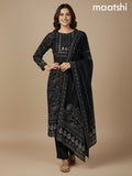 Black Muslin Printed Straight Suit