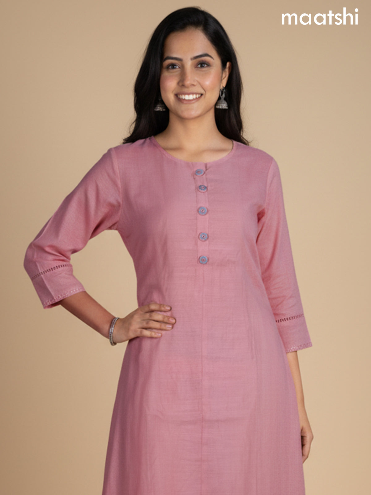 Peach Shade Chanderi A-Line Suit With Digital Printed Dupatta