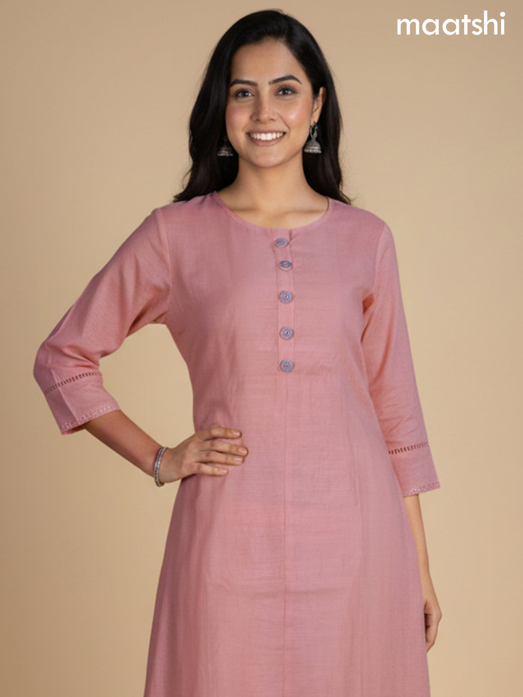 Peach Shade Chanderi A-Line Suit With Digital Printed Dupatta