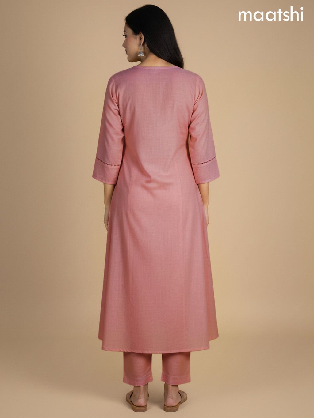 Peach Shade Chanderi A-Line Suit With Digital Printed Dupatta