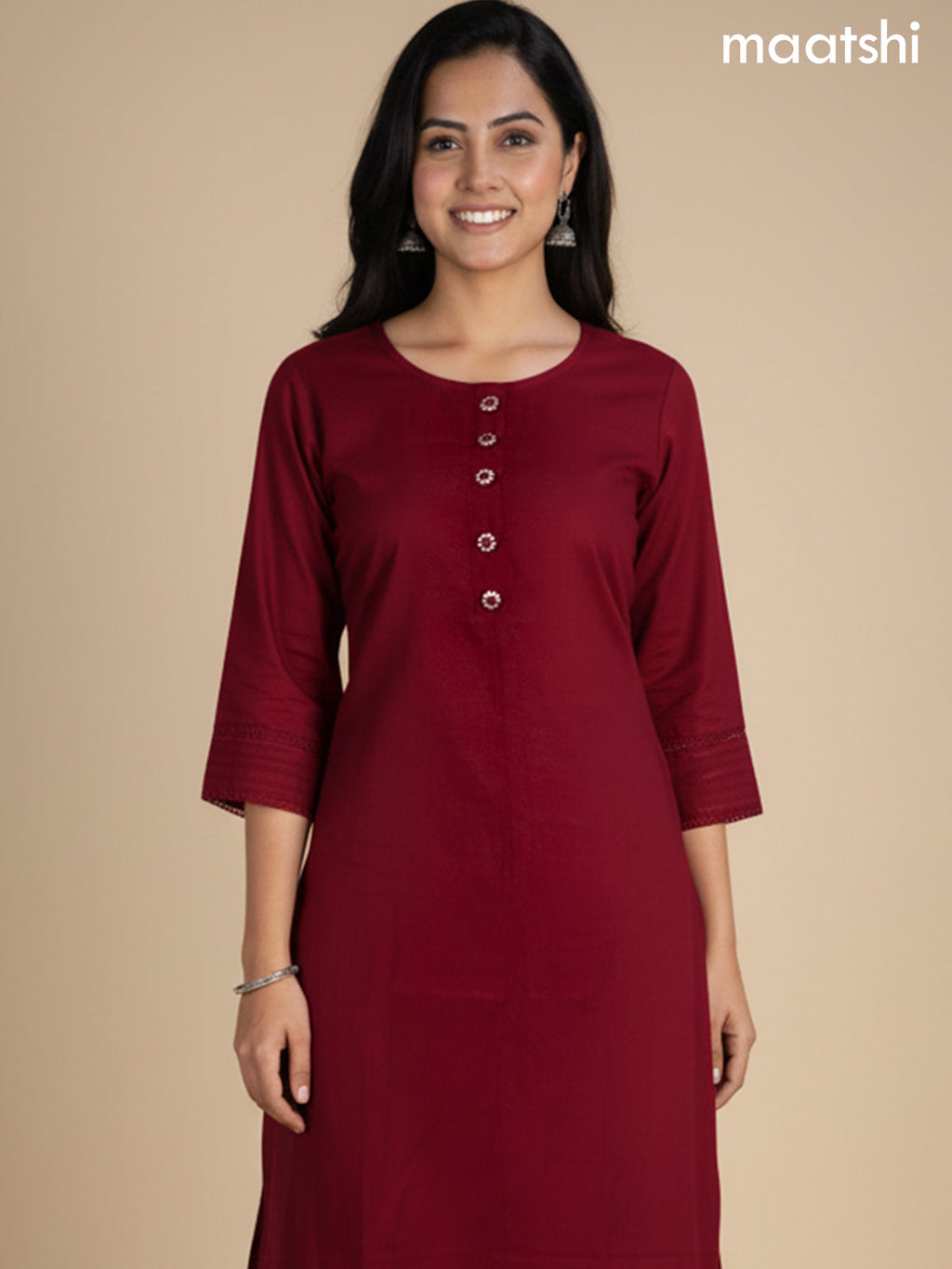 Maroon Chanderi A-Line Suit With Digital Printed Dupatta