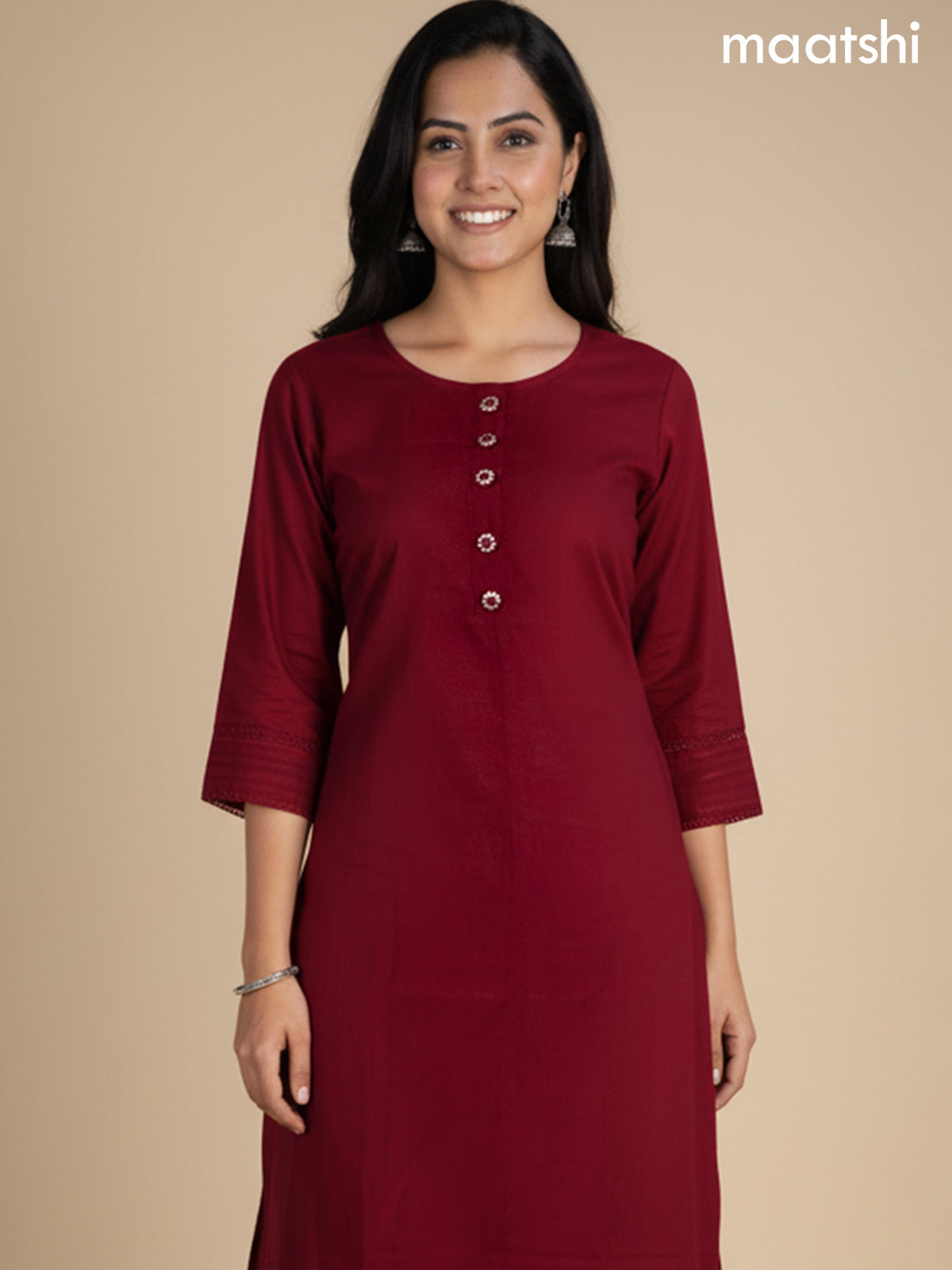 Maroon Chanderi A-Line Suit With Digital Printed Dupatta