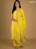 Mustard Yellow Muslin Bandhani Printed Straight Suit