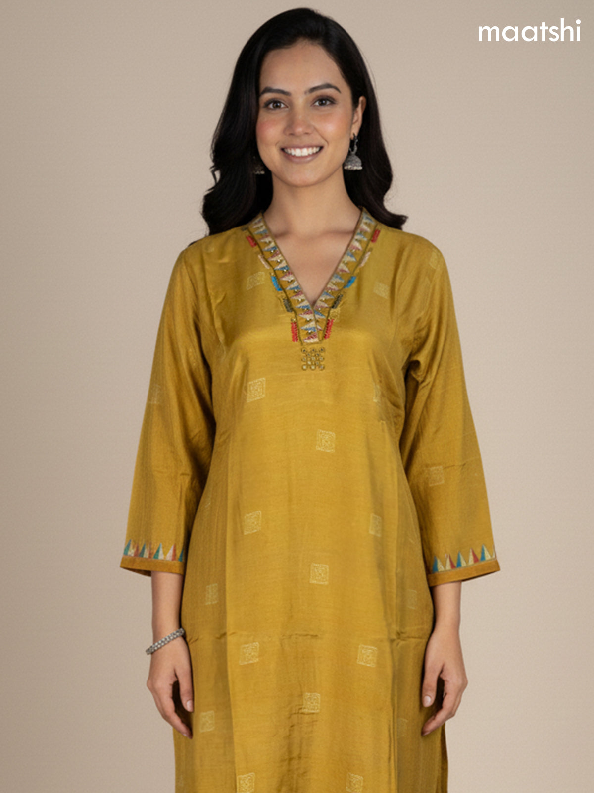 Dark Mustard Muslin Madhubani Printed Straight Suit