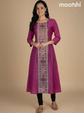 Pink Chanderi Printed A-Line Kurti