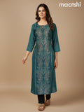Green Shade Chanderi Printed A-Line Kurti