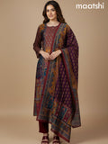 Maroon and Multi Colour Modal Printed Straight Suit