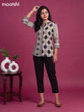Beige Muslin Ajrakh Printed Women'S Shirt