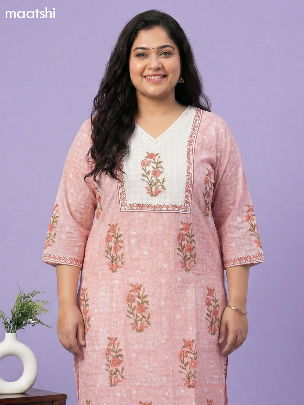 Pastel Shade and Off White Cotton Block Printed Straight Suit
