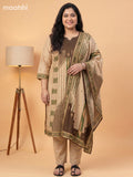 Brown and Sandal Cotton Printed Salwar Suits