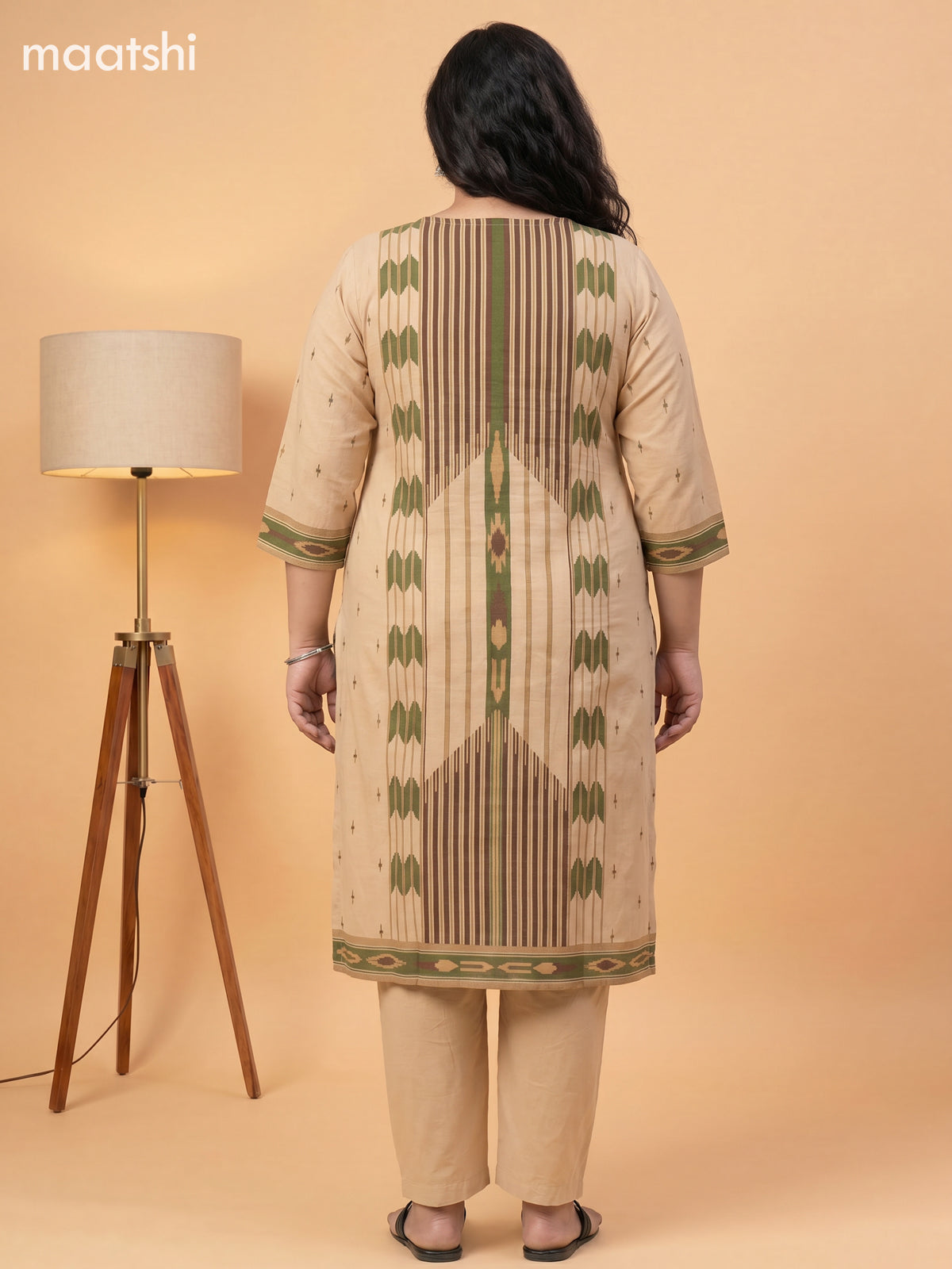 Brown and Sandal Cotton Printed Salwar Suits