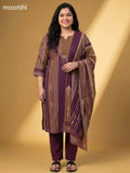 Purple and Brown Cotton Printed Salwar Suits