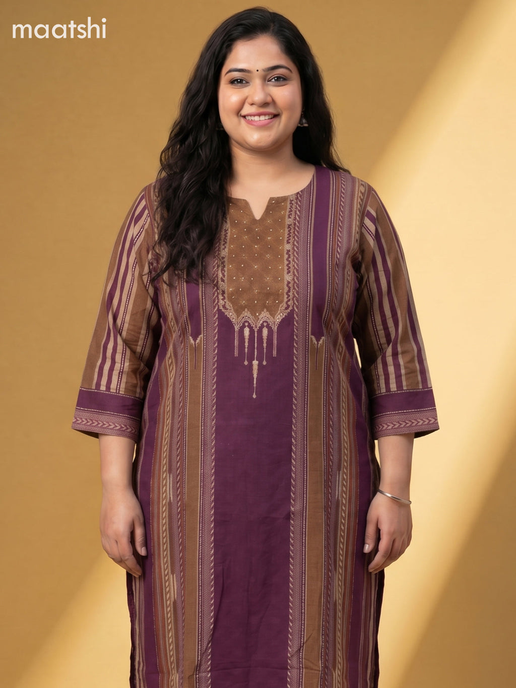 Purple and Brown Cotton Printed Salwar Suits