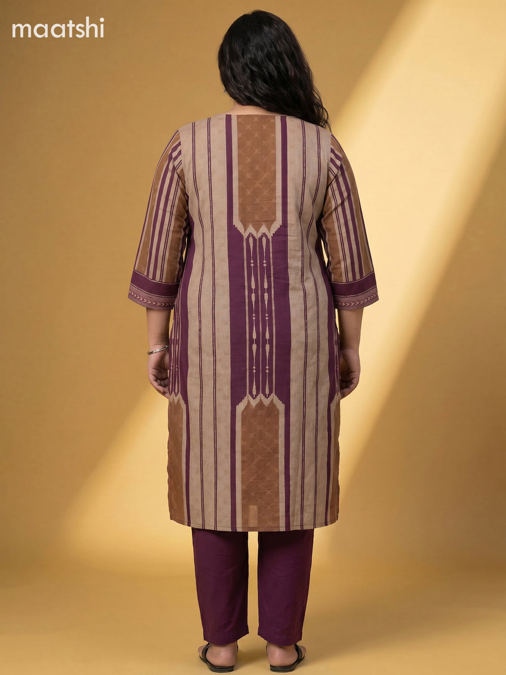 Purple and Brown Cotton Printed Salwar Suits