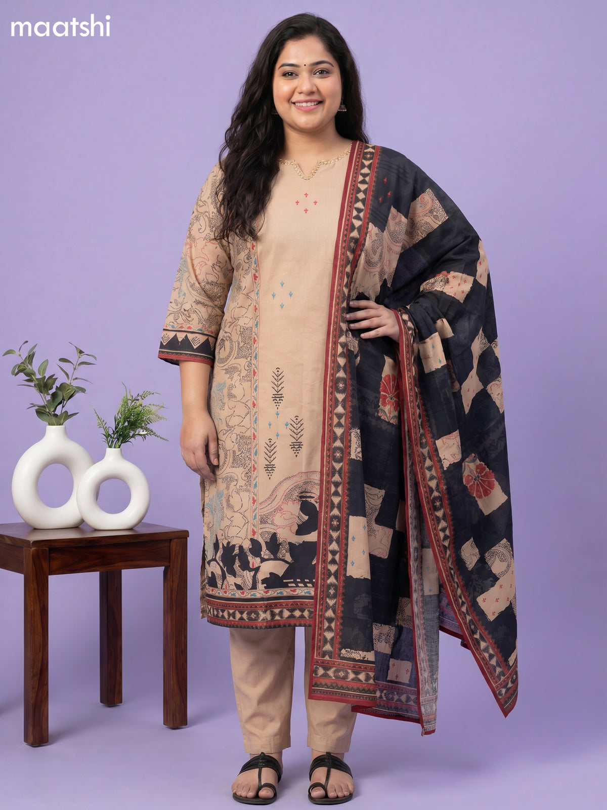 Sandal Cotton Printed Straight Suit