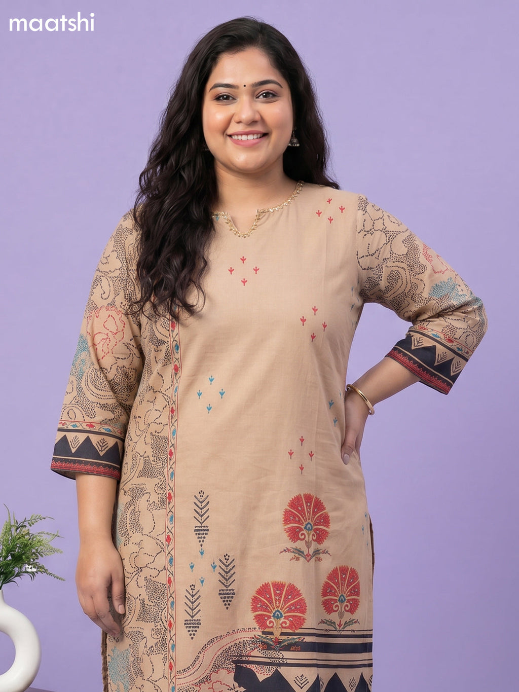 Sandal Cotton Printed Straight Suit