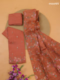 Pastel Brown Organza Dress Material With Embroidery Work Pattern and Bottom & Dupatta