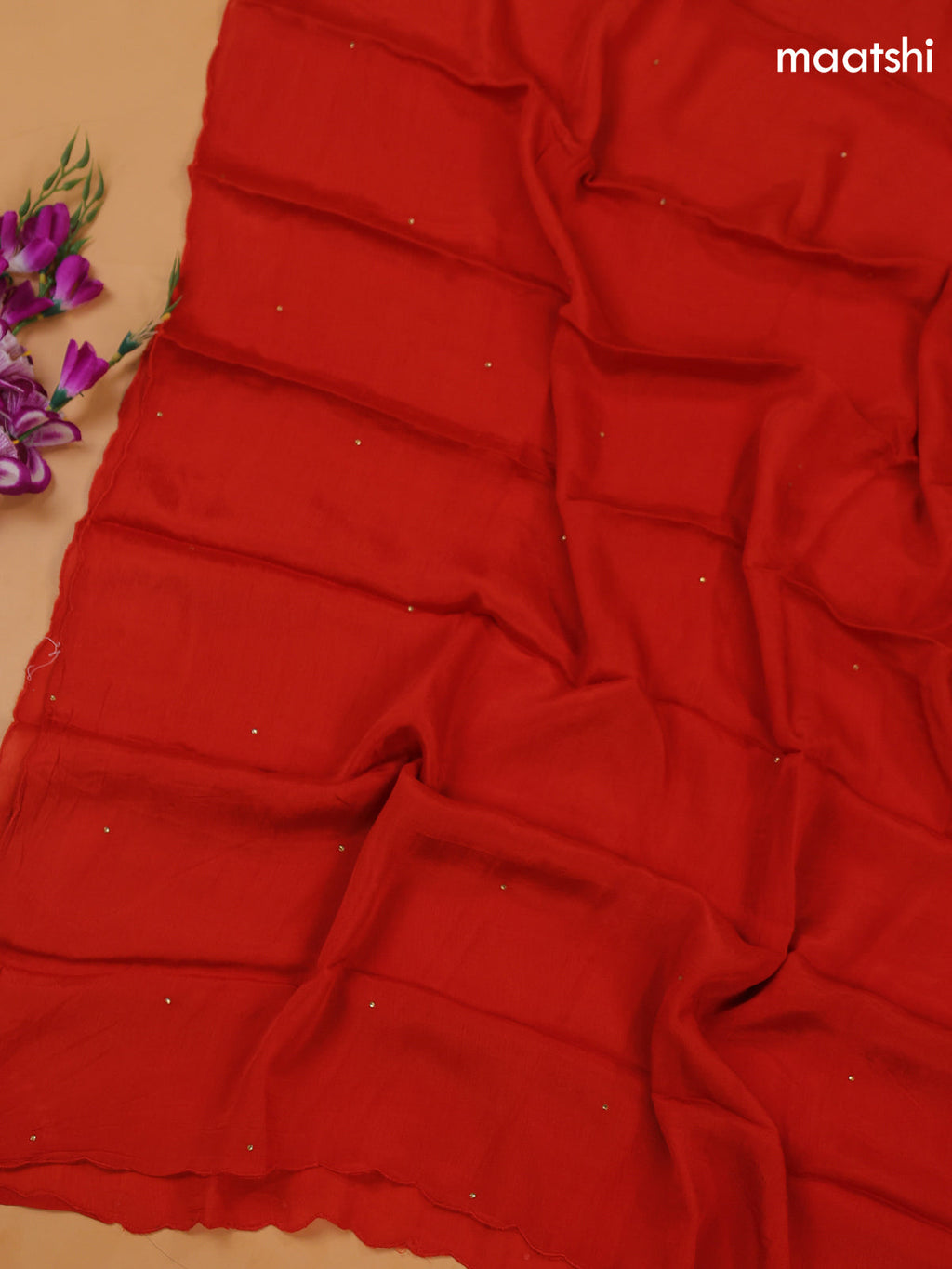 Orange Organza Dress Material With Pitta Word Border and Bottom & Dupatta