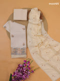 Off White Organza Dress Material With Embroidery Work Pattern and Bottom & Dupatta