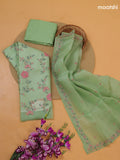 Pastel Green Organza Dress Material With Floral Embroidery Work Pattern and Bottom & Dupatta