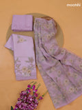 Lavender Organza Dress Material With Floral Embroidery Work Pattern and Bottom & Dupatta