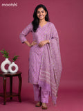 Lavender Kota Floral Printed Straight Suit