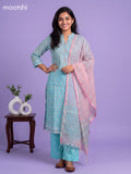 Light Blue Kota Floral Printed Straight Suit