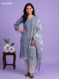 Bluish Grey Kota Floral Printed Straight Suit