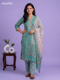 Teal Green Kota Floral Printed Straight Suit