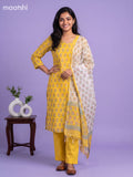 Yellow Kota Floral Printed Straight Suit