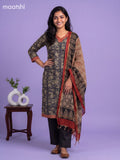 Black Kota Floral Printed Straight Suit