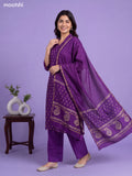 Violet Chanderi Floral Prints & Embroidery Work Straight Suit