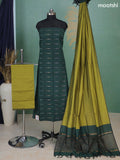 Sap Green and Mehandi Green Ikat Dress Material With Ikat Weaves